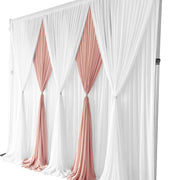 Chiffon Draping Backdrop Curtain 3mx3m With Ties - White On Blush. Right side view
