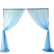 Chiffon Backdrop Curtain 3mx3m with Centre Split and Ties - Light Blue
