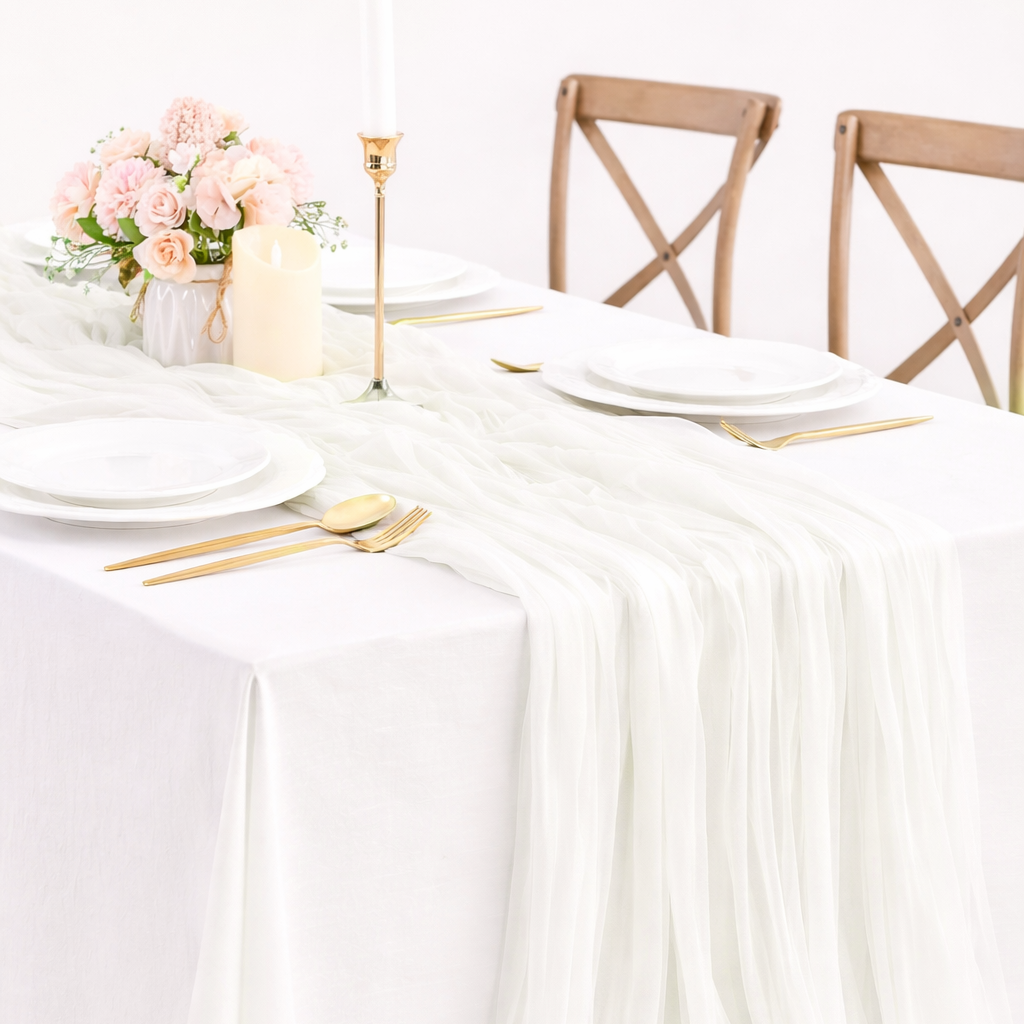 Cheesecloth Table Runner - White