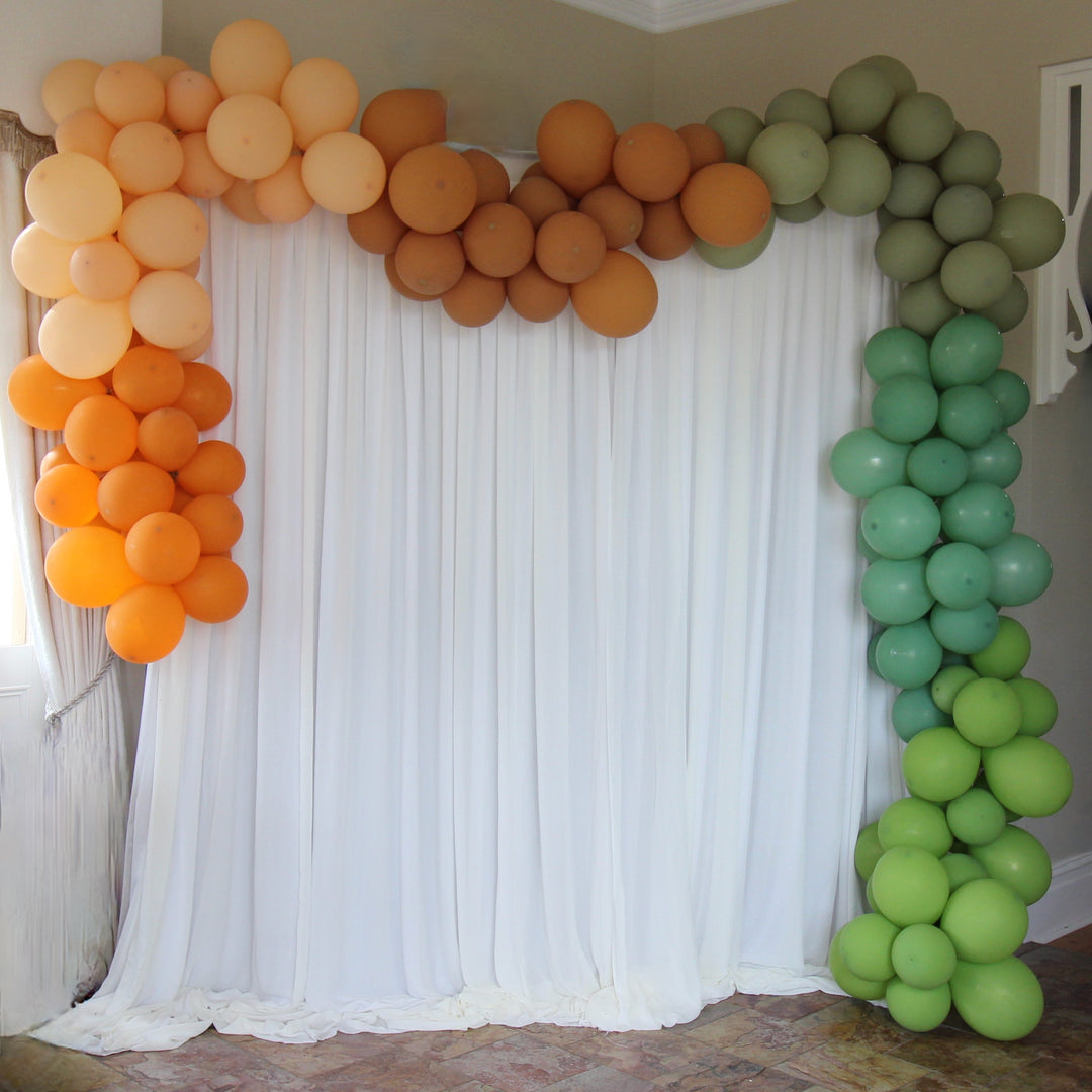 Chiffon Layered Backdrop Curtain 3mx3m - Ivory & White