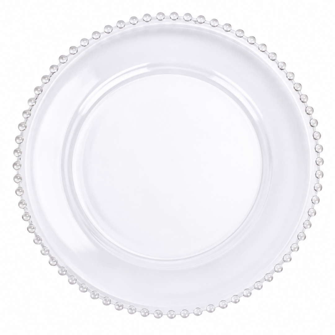 Clear Beaded Charger Plate Set - Clear (32cm)
