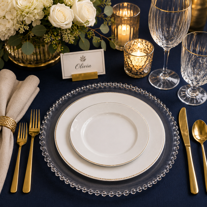 Clear Beaded Charger Plate Set - Clear (32cm)