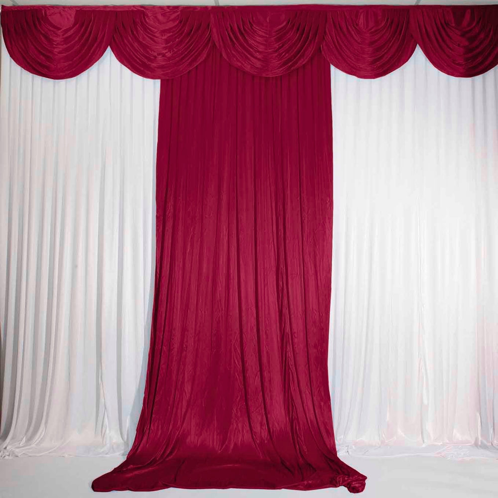 Burgundy Ice Silk Satin Backdrop Convertible Panels 1mx3m - with matching swag