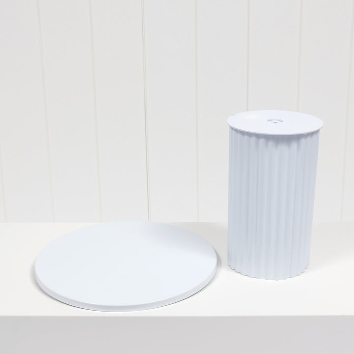 Cake Stand - Ribbed - White (25x20.5cm), disassembled 