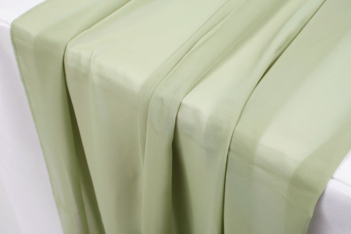 Chiffon Table Runner - Sage - 70x300cm, close up