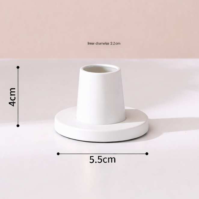 Metal Taper Candle Holder - Small - White dimensions