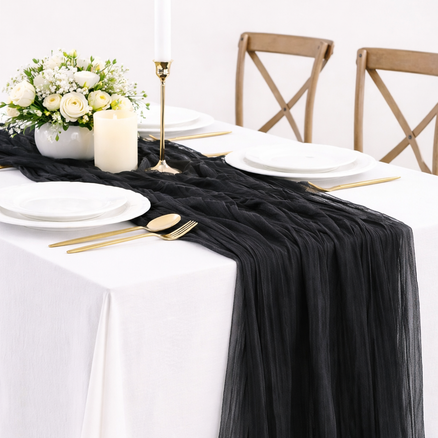 Cheesecloth Table Runner - Black