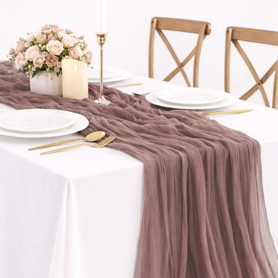 Cheesecloth Table Runner - Mocha