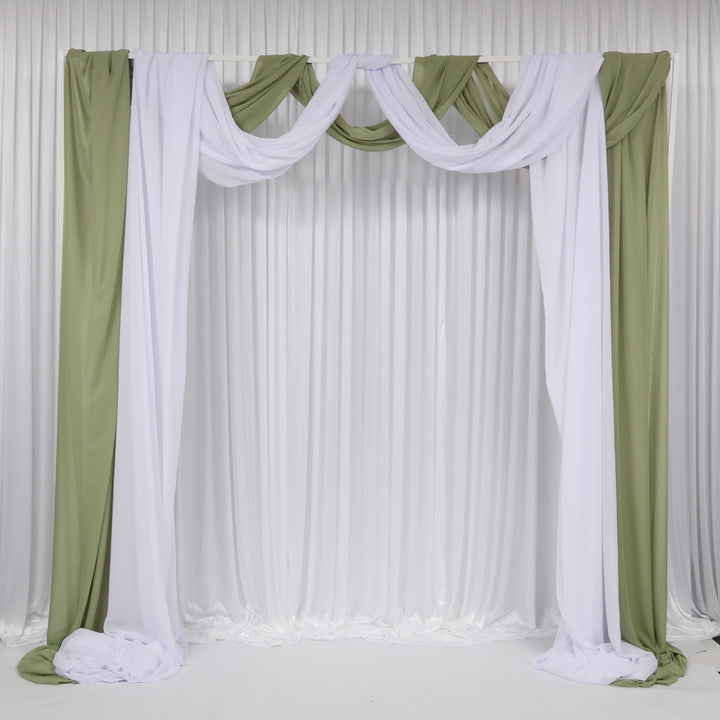 White & Sage 10m Chiffon styled on Square 2.2m Non Adjustable Frame 