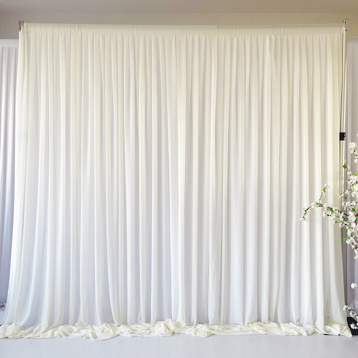 Chiffon Layered Backdrop Curtain 3mx3m - Ivory & White open