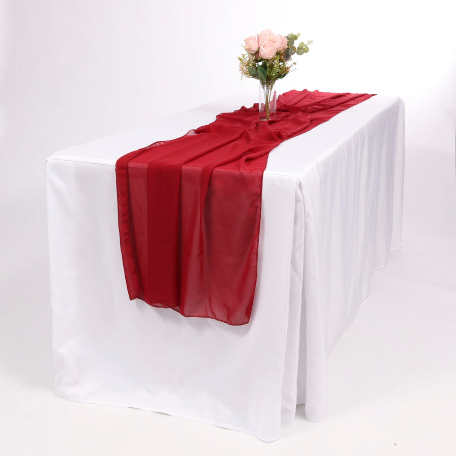 Chiffon Table Runner - Burgundy