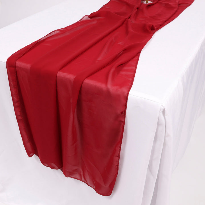 Chiffon Table Runner - Burgundy close up 1