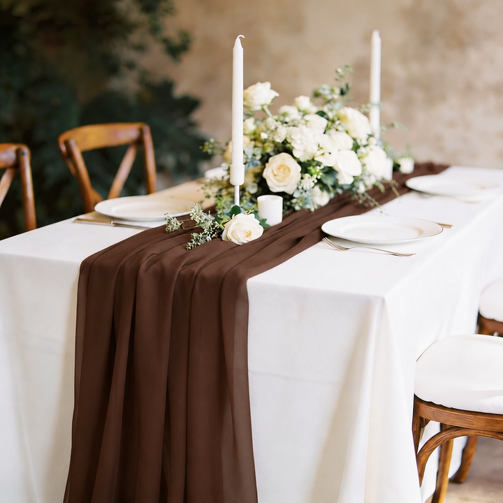 Chiffon Table Runner - Chocolate Brown
