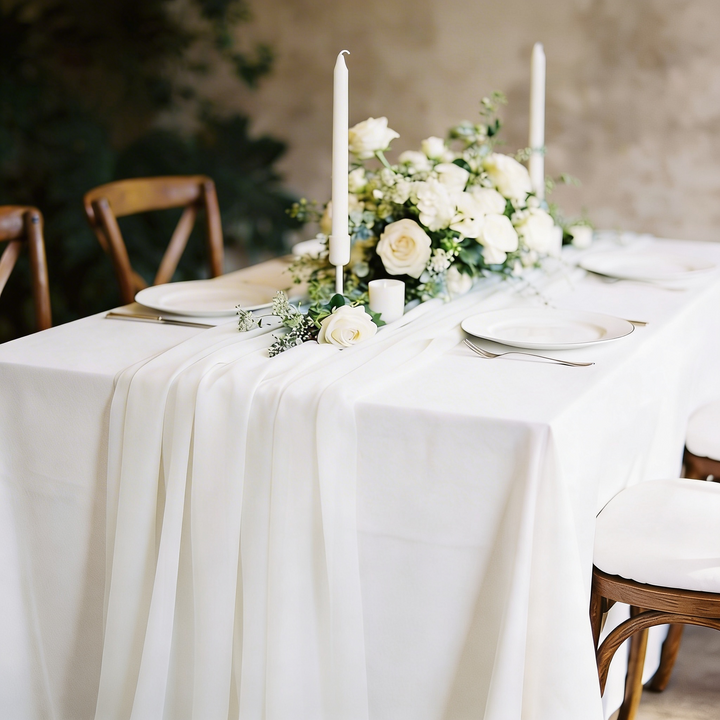 White Chiffon Table Runner 70x300cm Styled Image 