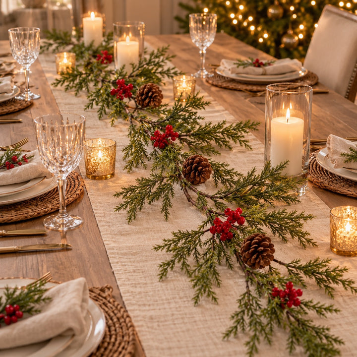 Christmas Cypress Garland with Pine Cones & Berries (2m)