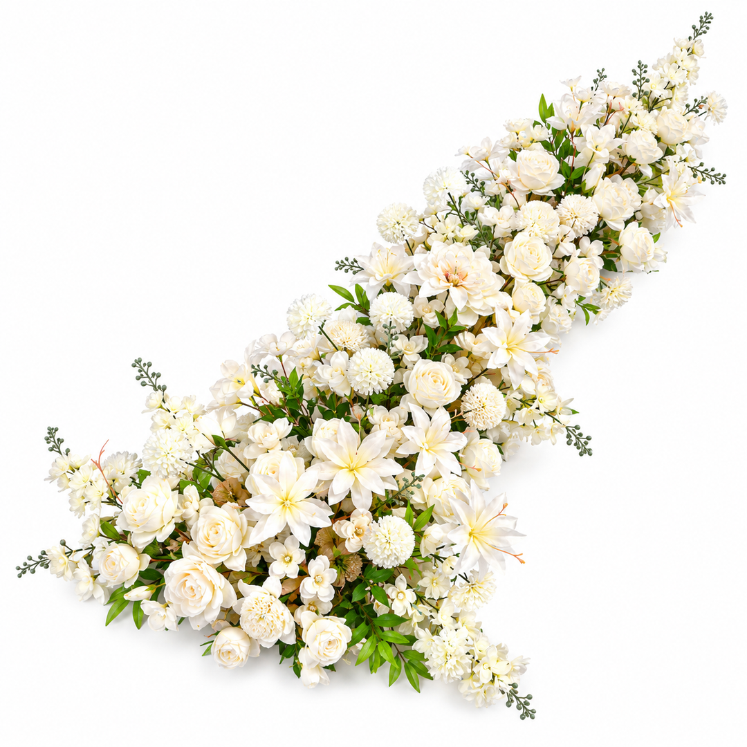 Crescent Arch Flower Panel - White (1.9m) laid flat