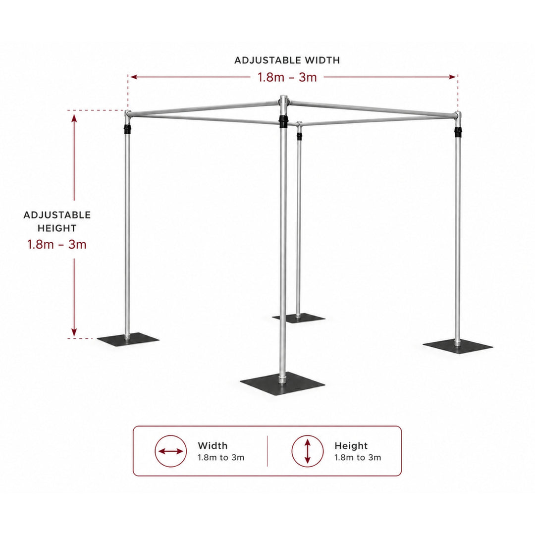 Backdrop Stand Set square cube Dimensions