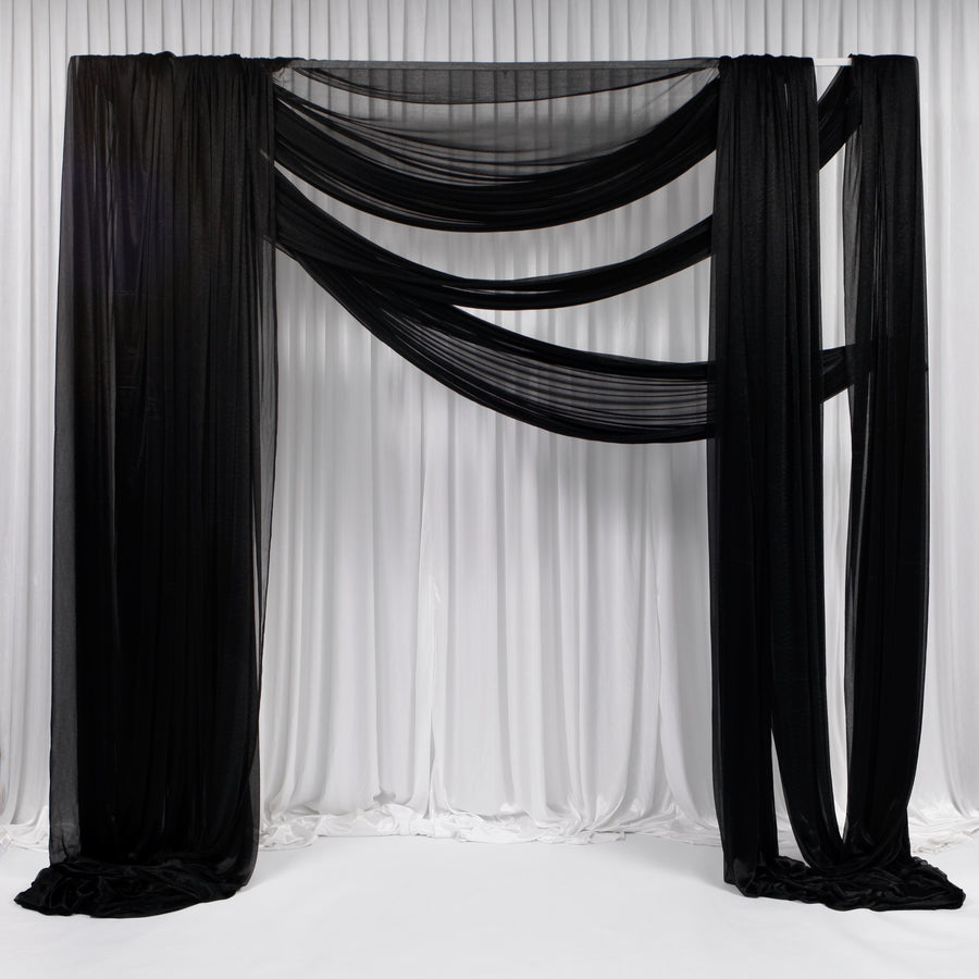 Black Chiffon Fabric 1.5mx25m - (Sheer Stretch Crepe Chiffon)