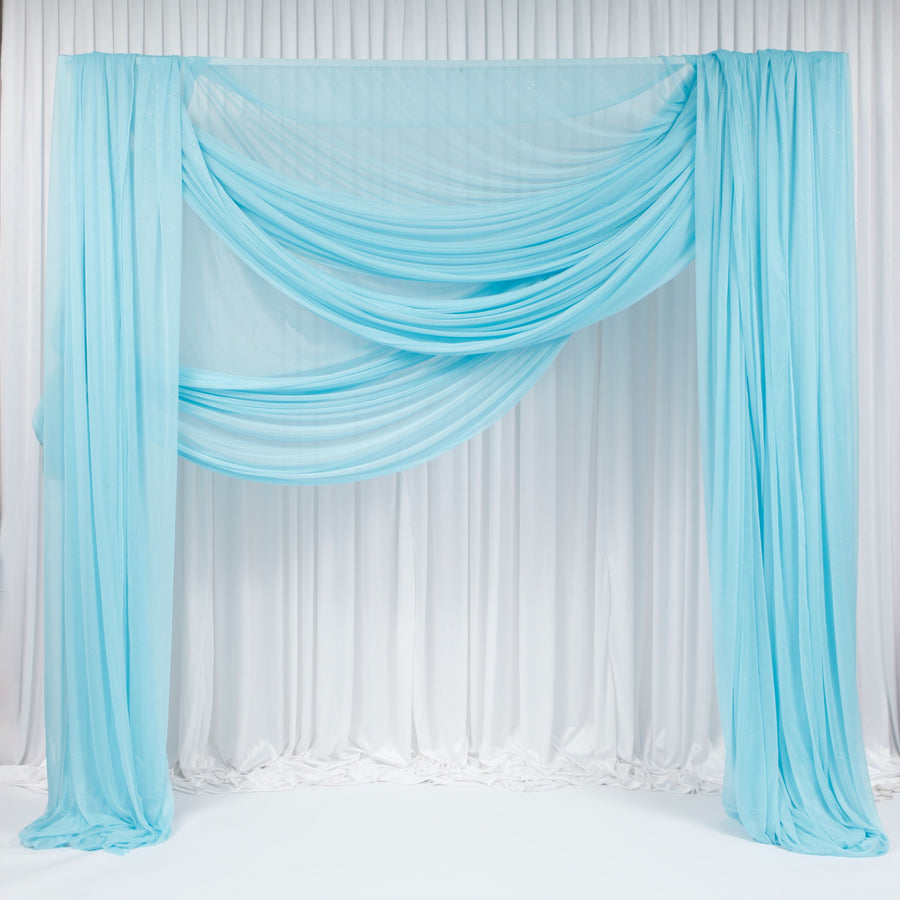 Blue Chiffon Fabric with Glitter 1.5mx25m - (Sheer Stretch Crepe Chiffon)