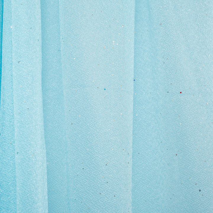 Blue Chiffon Fabric with Glitter 1.5mx25m - (Sheer Stretch Crepe Chiffon), close up of glitter