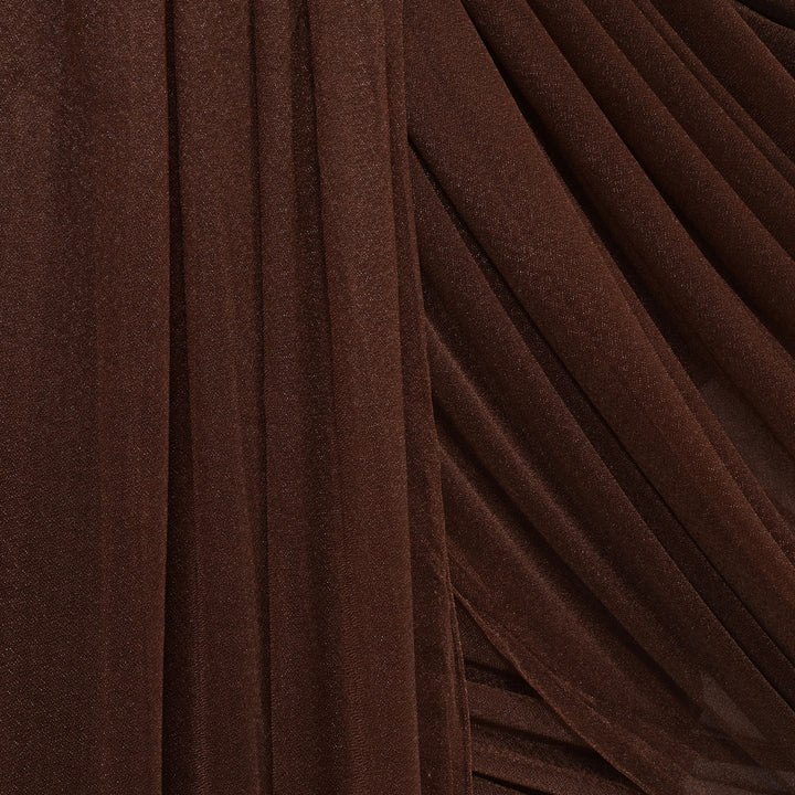 Sheer Stretch Crepe Chiffon Fabric - Chocolate Brown (1.6x28m) close up of material 