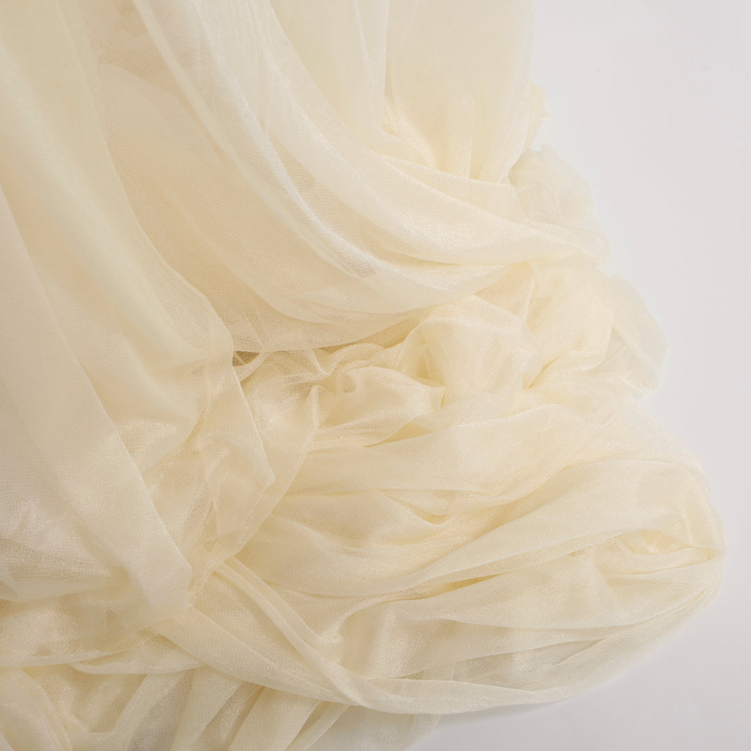 Ivory Chiffon Fabric 1.5mx25m - (Sheer Stretch Crepe Chiffon), close up of material