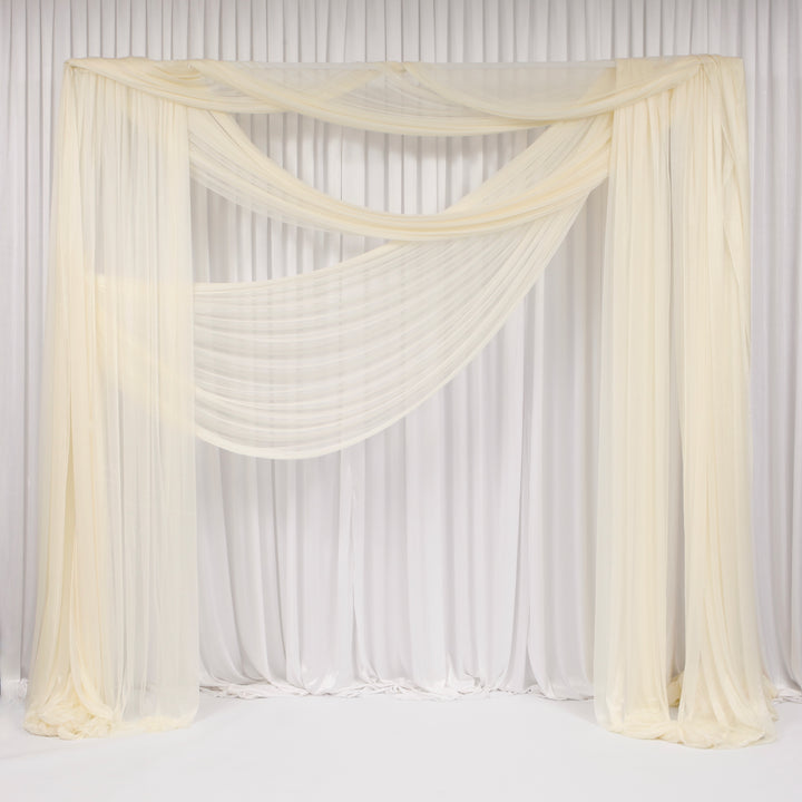 Ivory Chiffon Fabric 1.5mx25m - (Sheer Stretch Crepe Chiffon)