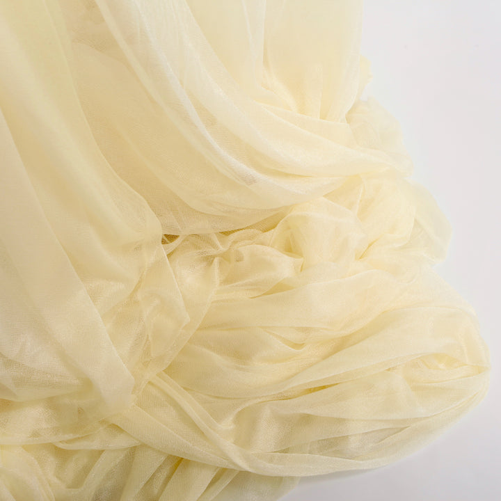 Lemon Yellow Chiffon Fabric 1.5mx25m - (Sheer Stretch Crepe Chiffon)