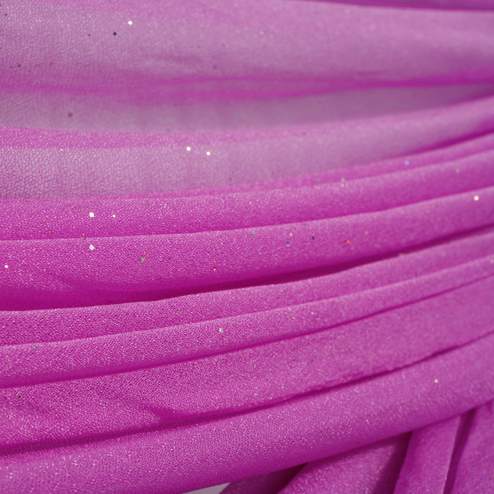 Purple Chiffon Fabric with Glitter 1.5mx25m - (Sheer Stretch Crepe Chiffon), close up of glitter