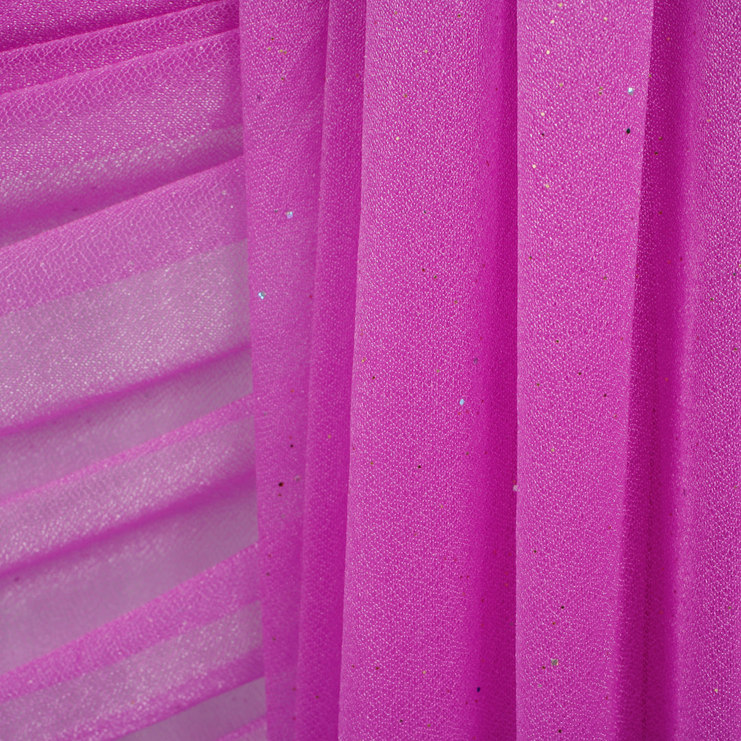 Purple Chiffon Fabric with Glitter 1.5mx25m - (Sheer Stretch Crepe Chiffon), close up of material