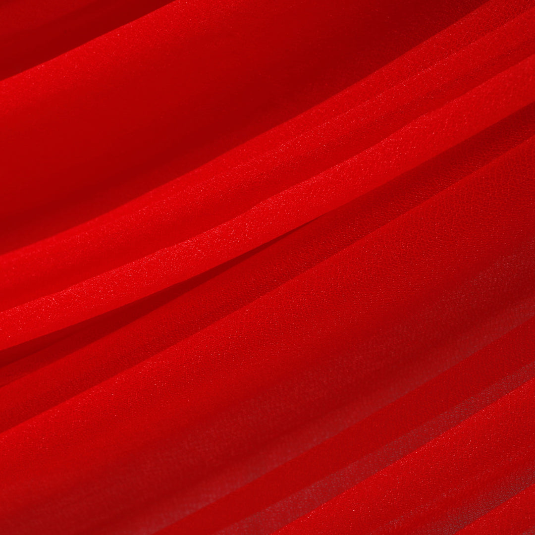 Red Chiffon Fabric 1.5mx25m - (Sheer Stretch Crepe Chiffon), close up of material