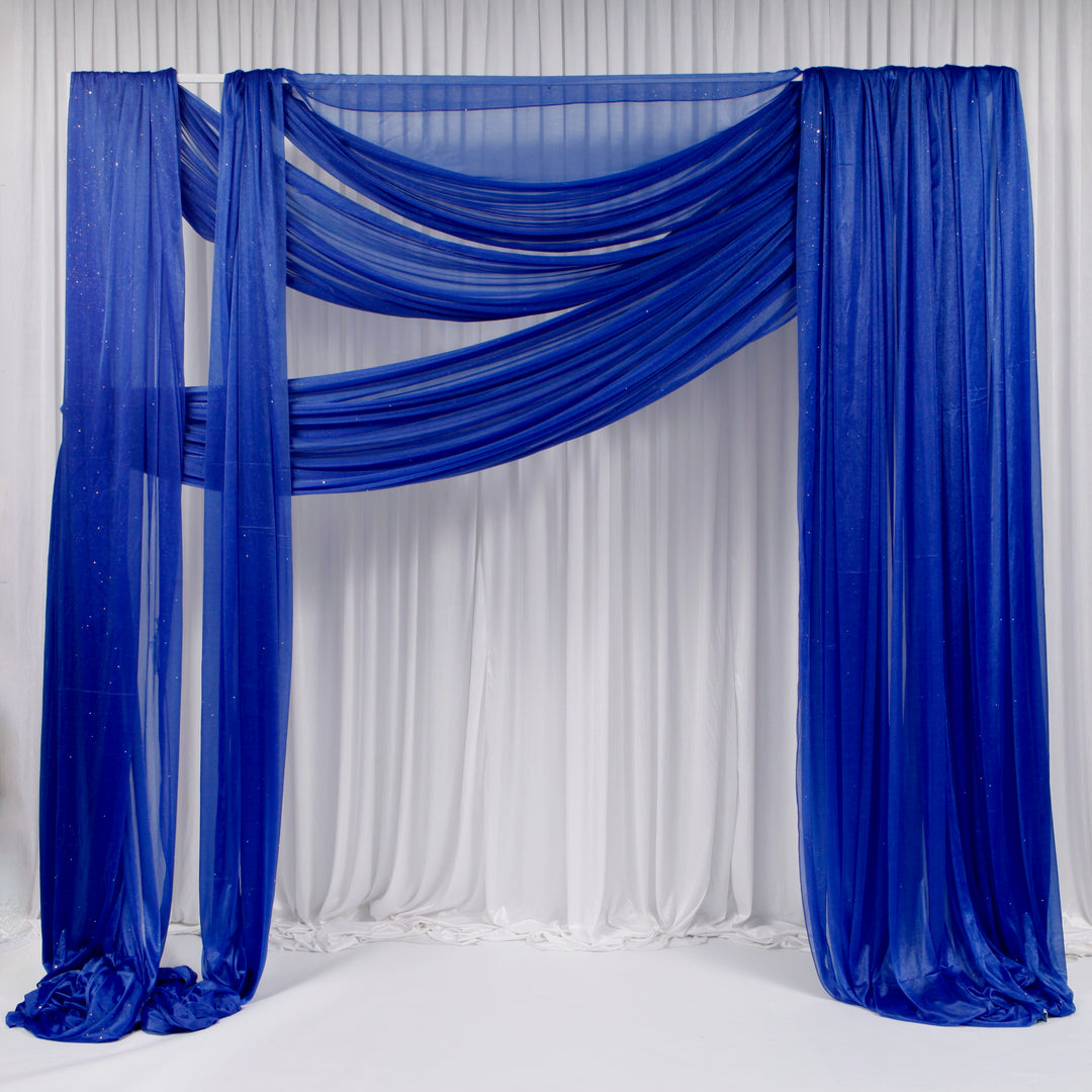 Royal Blue Chiffon Fabric with Glitter 1.5mx25m - (Sheer Stretch Crepe Chiffon)