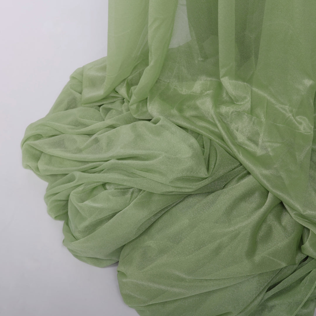 Sage Chiffon Fabric 1.6mx28m - (Sheer Stretch Crepe Chiffon), close up of material