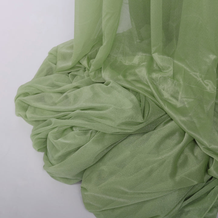 Sage Chiffon Fabric 1.6mx28m - (Sheer Stretch Crepe Chiffon), close up of material