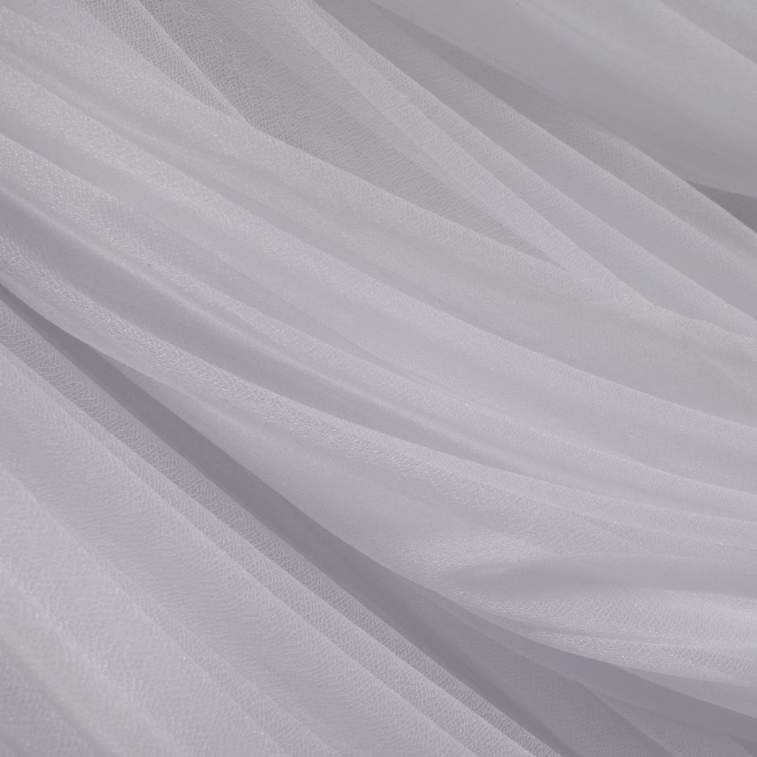 White Chiffon Fabric 1.5mx25m - (Sheer Stretch Crepe Chiffon), close up of material