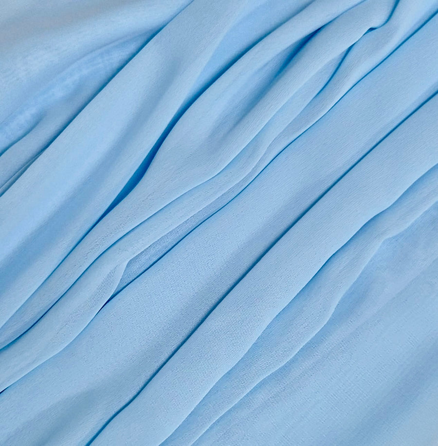 Chiffon Fabric 1.5x10m - Light Blue, fabric bunched together