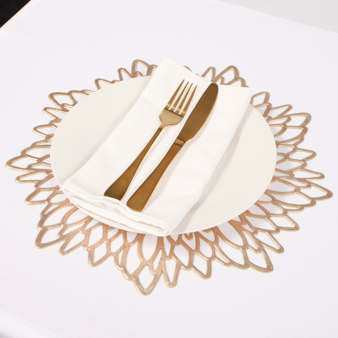 Hibiscus Decorative Floral Placemats - Gold in setting