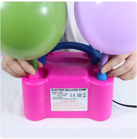 Electric Balloon Pump Inflator High Power Air Blower Portable 2 Nozzle Double Fill Action
