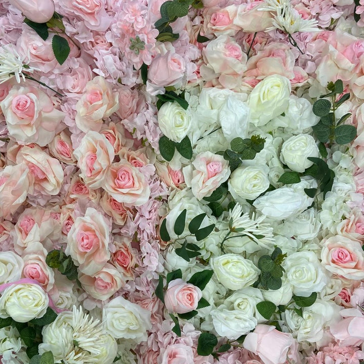 3D Flower Wall Backdrop Curtain - White & Pink (3x3m ROLL UP)