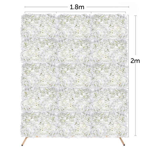 White Rose and Hydrangea Flower Wall + Mesh Frame Combo measurements 1.8mx2m