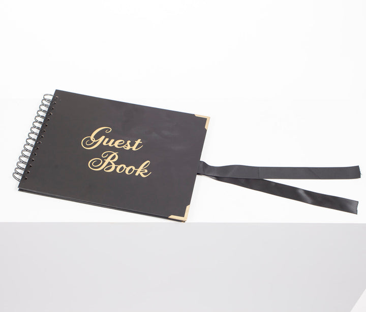 Guest Book - Metallic Gold Font On Black Cover