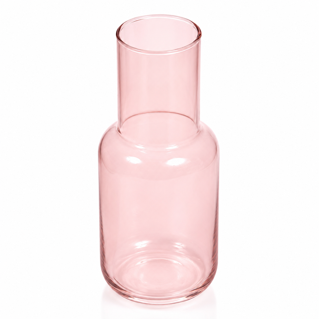 Glass Bottle Vase - Pink (9x21cm) Top View