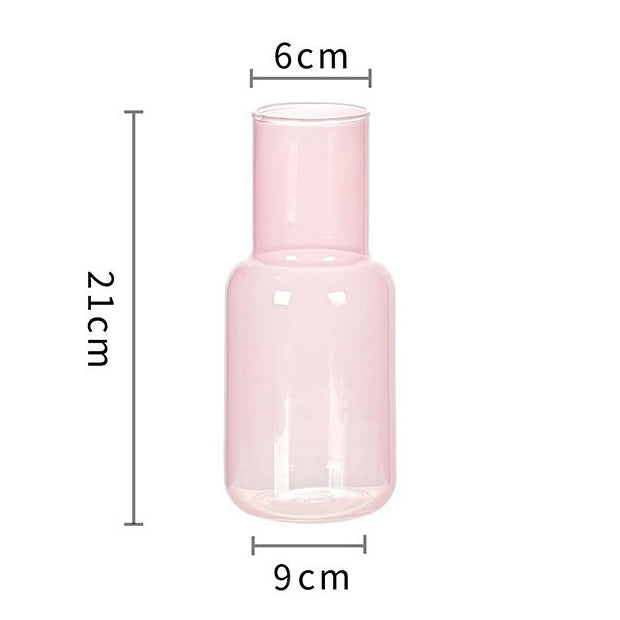 Glass Bottle Vase - Pink (9x21cm) Dimensions