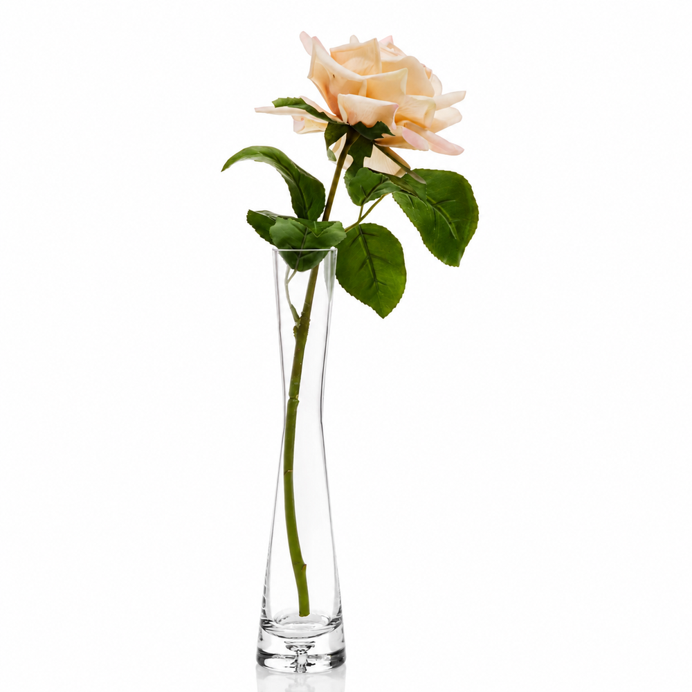 Glass Bud Vase - Tapered (3.8x25cm) with Flower