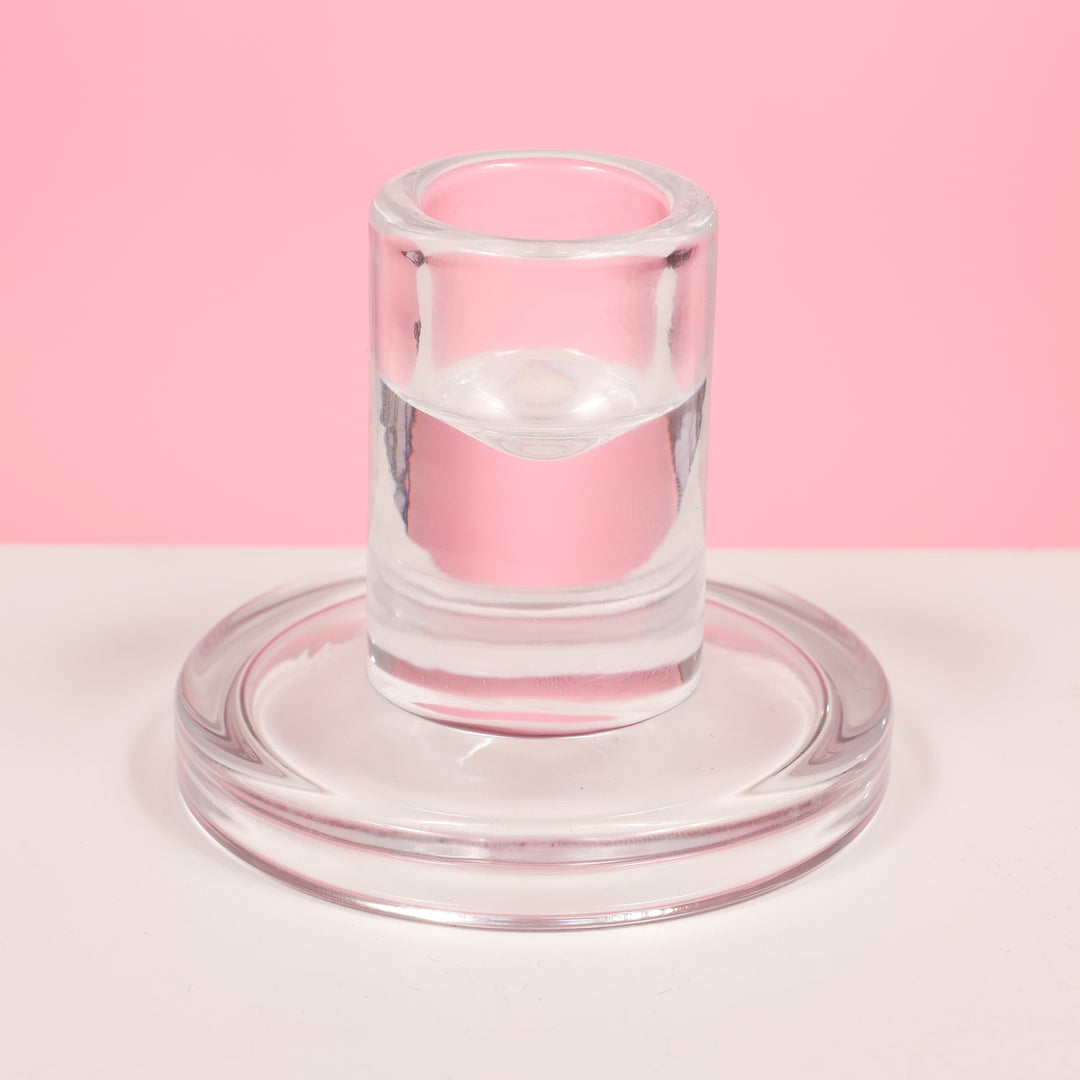 Glass Taper Candle Holder - Modern Disc (Style 4) Close Up