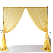 Gold Voile Curtain - centre split, tied to side draping