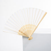 Folding Hand Fan - Silk White - 42cm x 23cm