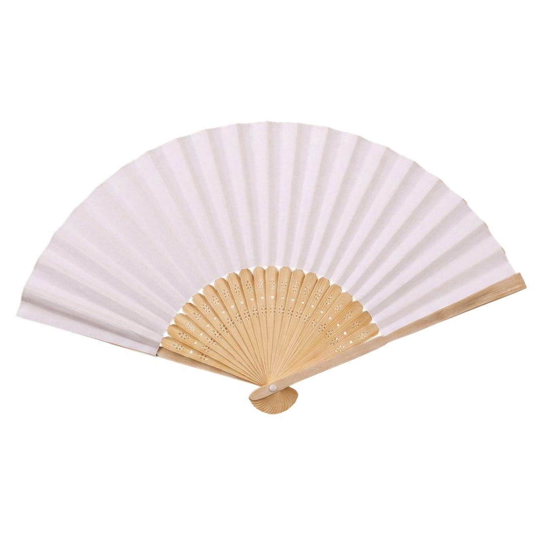Folding Hand Fan - Paper - White (42x23cm)
