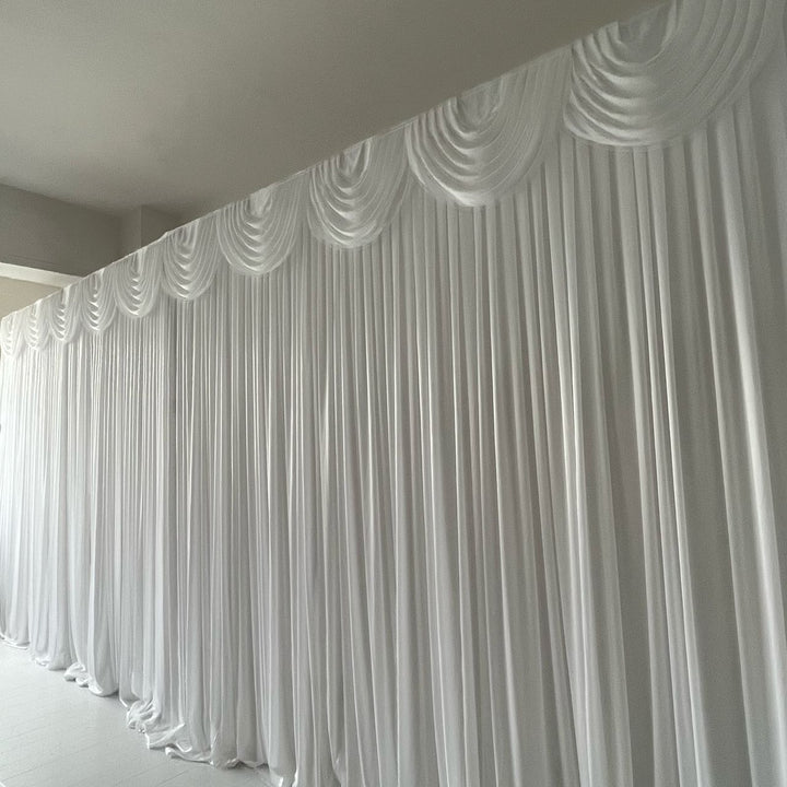 White Ice Silk Satin Backdrops - 6 meters length x 3 meters high full image