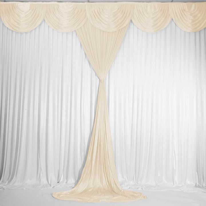 Ivory Ice Silk Satin Backdrop Convertible Panels 1mx3m with swag tied